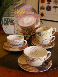Caffe Italia Latte Cups & Saucers 